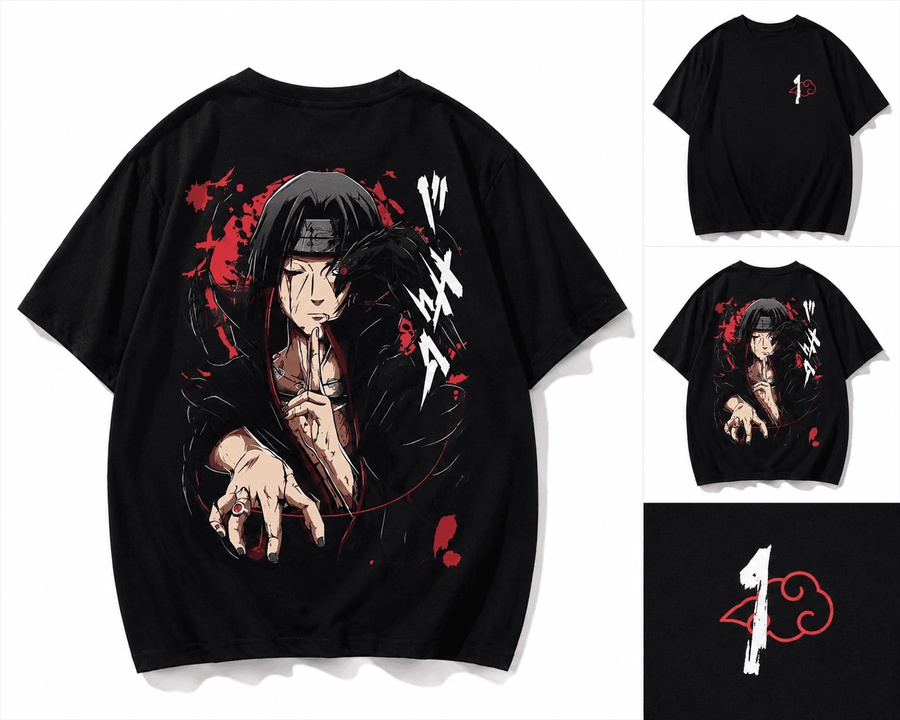 Madnesshub Anime Printed Oversized Black T-Shirt for Men