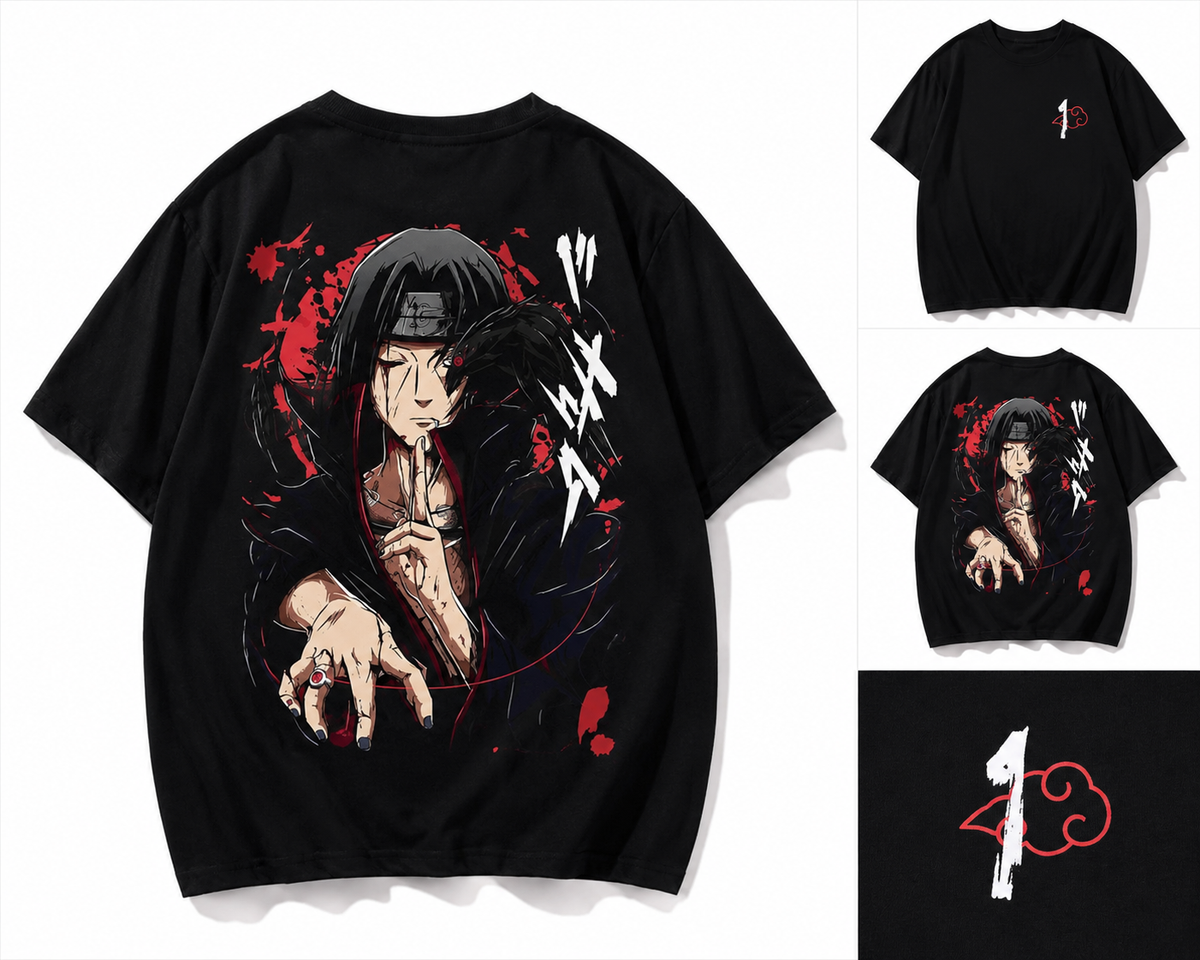 Madnesshub Anime Printed Oversized Black T-Shirt for Men
