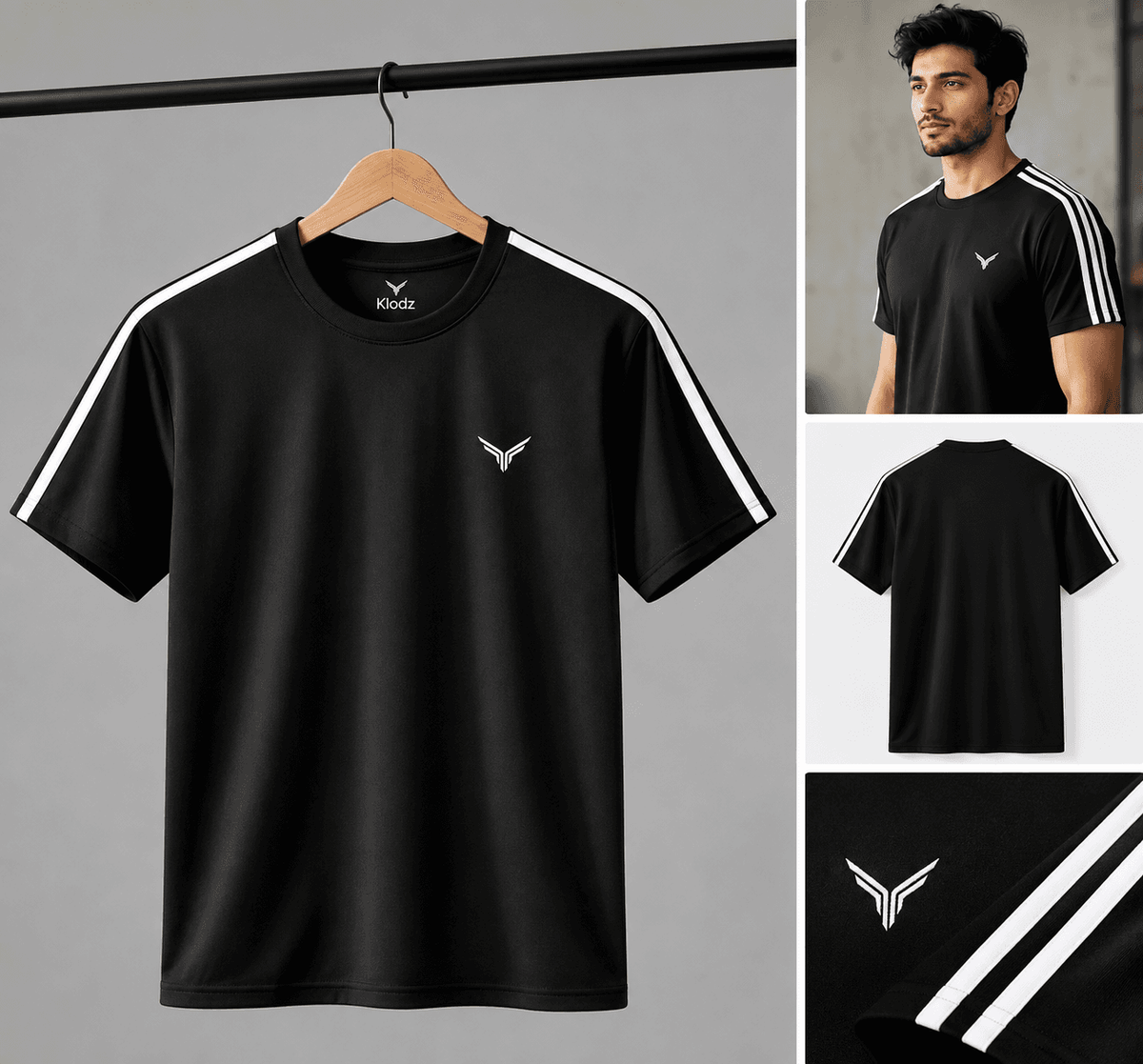 Elvesta Men's Black T-Shirt | Regular Fit Cotton Blend