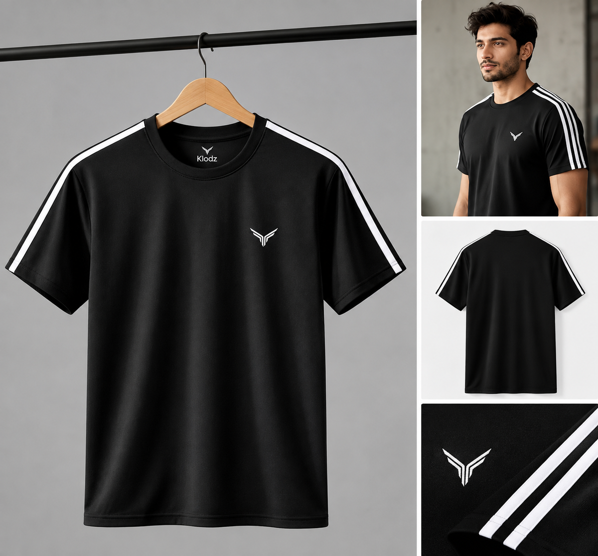 Elvesta Men's Black T-Shirt – Regular Fit Cotton Blend