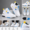 ZYPSO White High-Top Sneakers with Blue & Yellow Accents